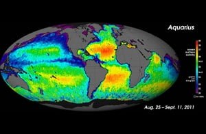 Mapa mundial de la salinidad del océano