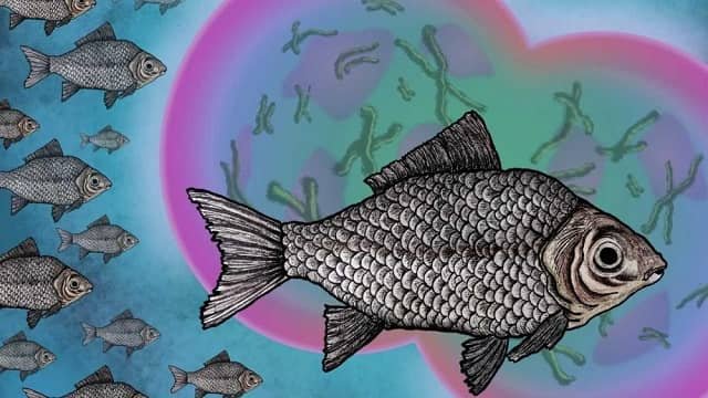 Invasive fish: Sperm parasitism as success strategy 1 Now the entire genome of the Prussian carp, which reproduces via virgin production, has been decoded. | Illustration: Fabian Oswald