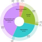 Resumen de los rasgos más comúnmente abordados y relevantes para la edición de genes en especies de acuicultura y las tecnologías de edición de genes que utilizaron esos estudios. Fuente: Moran et al., (2023), Rev Aquac.