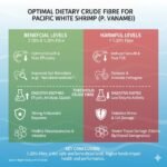 Fibra en dietas de camarón: ¿Cuál es el nivel óptimo para Penaeus vannamei? Nivel óptimo de fibra en la alimentación del camarón Penaeus vannamei. Elaborado por Gemini.