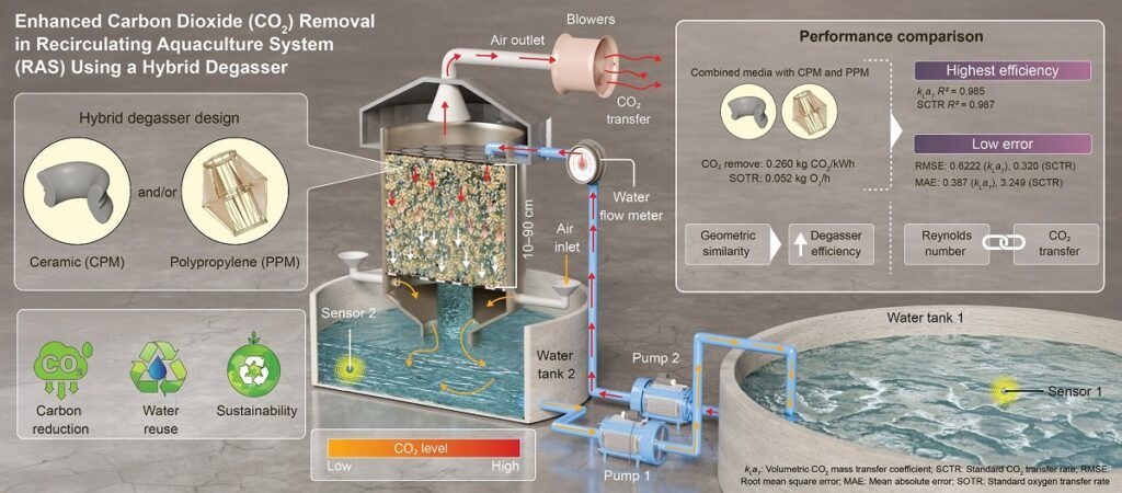 Resumen gráfico del proceso de desarrollo del desgasificador de CO2. Fuente: Roy et al. (2026). Journal of Water Process Engineering, 86, 109953.