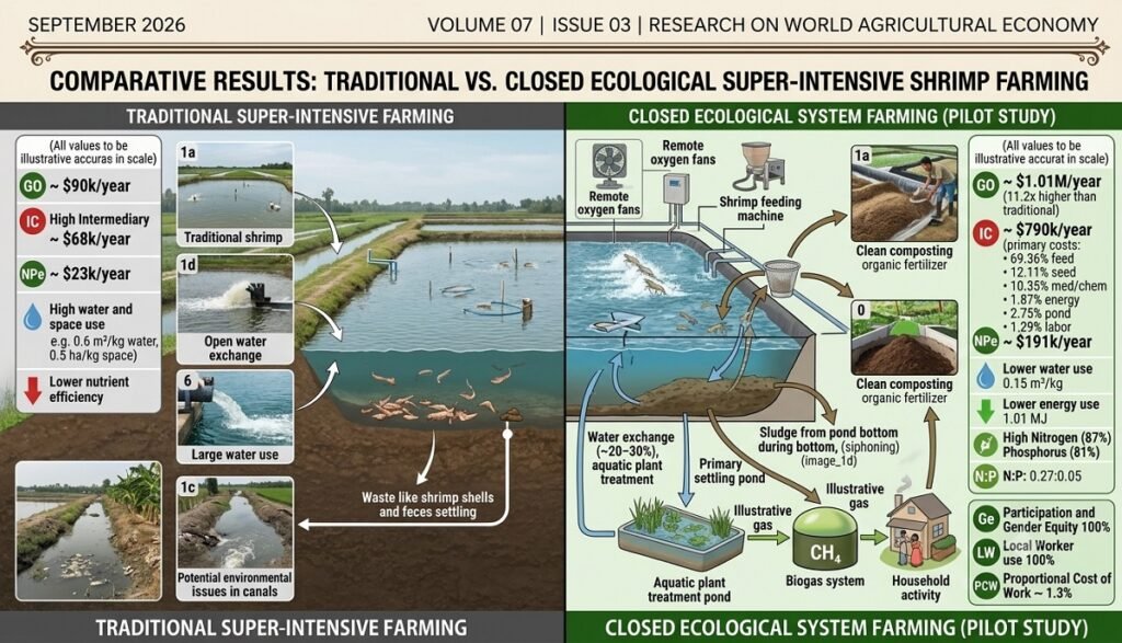 Scientists propose an eco-friendly, super-intensive closed-loop system for shrimp farming that increases gross production value elevenfold. Created by Gemini.