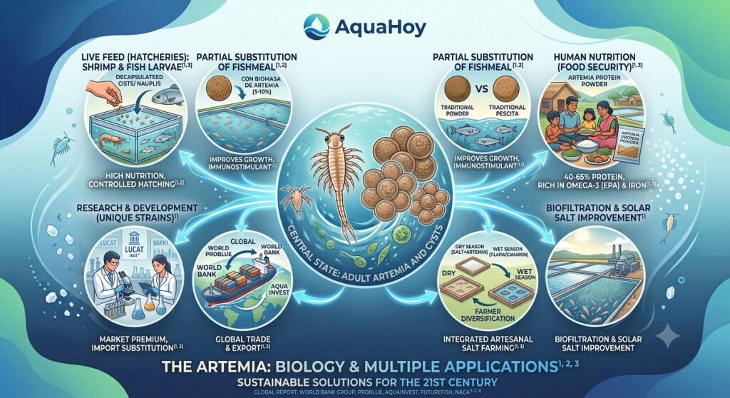 Main uses of Artemia. Image created by Gemini.