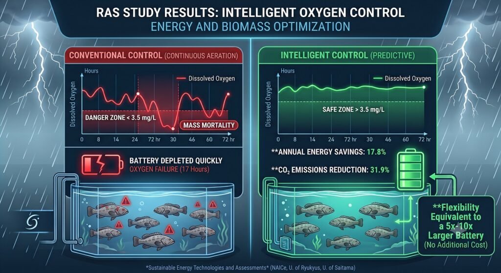 Smart control of oxygen levels in recirculating aquaculture systems. Image generated by Gemini.